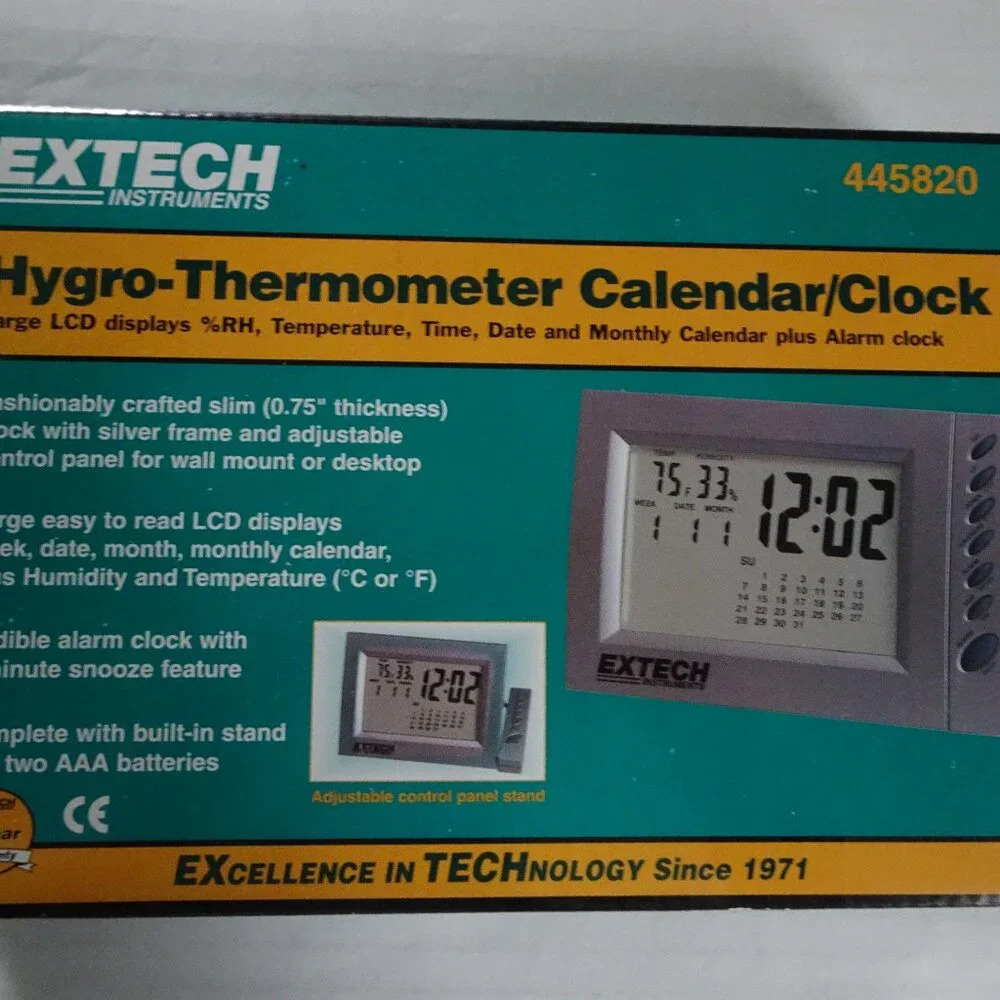 Hygro-Thermometer Calendar/Clock Extech Instruments 445820 Large LCD Displays